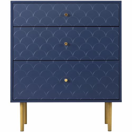 Commode à 3 Tiroirs Pour Chambres Et Salon, Bleu Marine