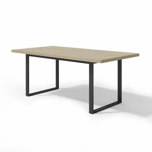 Table à Manger 160x80 Cm 6-8 Places Bois Et Métal Avec Pieds Réglables Antidérapants