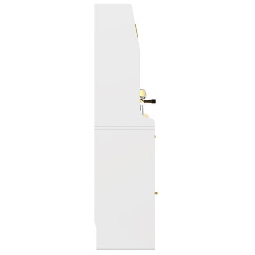 Buffet De Cuisine 120x40x180cm, Buffet Haut, Portes Coulissantes En Verre , LED, Mdf, Blanc