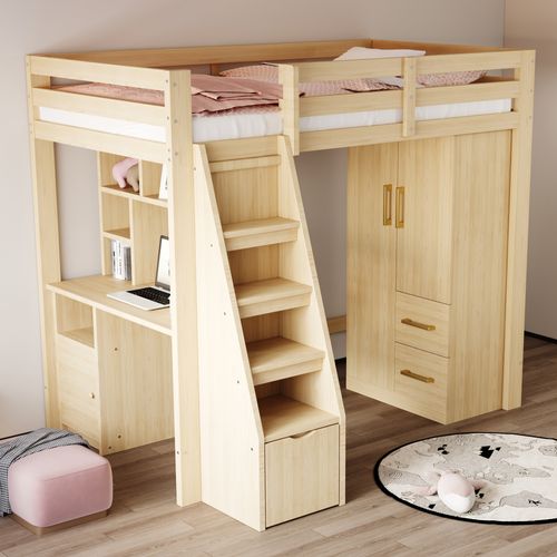 Armoire 70x40x135cm, 2 Portes, 2 Tiroirs, Design Simple, Moderne, Bois, Couleur Bois