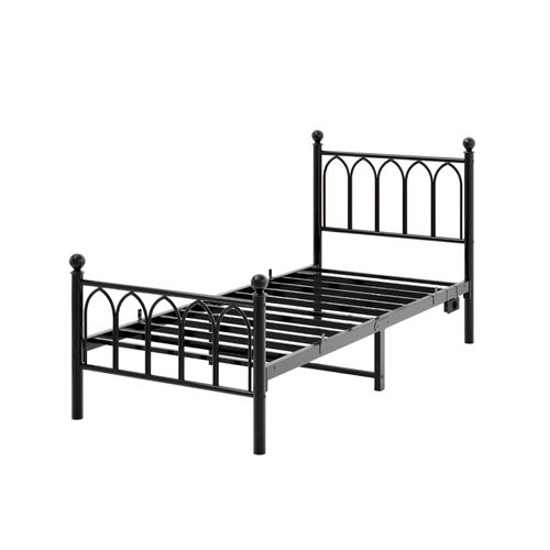 Lit Enfant 90x200cm, Lit Simple, Avec Lumières LED Et Chargement USB, Cadre De Lit En Métal, Noir