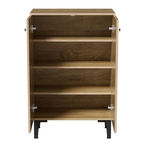 Meuble à Chaussures En Bois Pour Entrée Avec 2 Portes, Design Compact Et Moderne