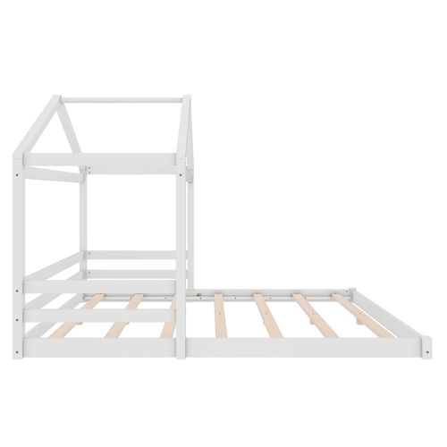 Lit Cabane Enfant 140x200 Cm En Bois De Pin Blanc Et Mdf – Design Moderne