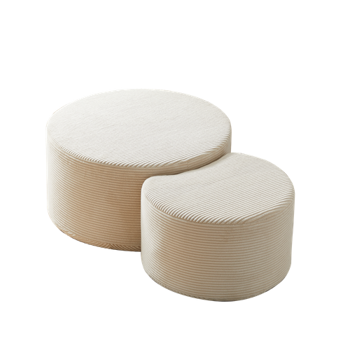 Table Basse Ottomane 2 Pièces, En Tissu Beige Sans Montage – Polyvalente Et Moderne