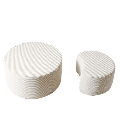 Table Basse Ottomane 2 Pièces, En Tissu Beige Sans Montage – Polyvalente Et Moderne