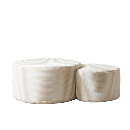 Table Basse Ottomane 2 Pièces, En Tissu Beige Sans Montage – Polyvalente Et Moderne