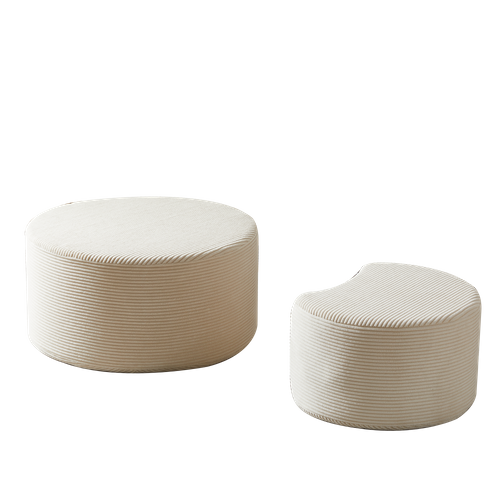 Table Basse Ottomane 2 Pièces, En Tissu Beige Sans Montage – Polyvalente Et Moderne