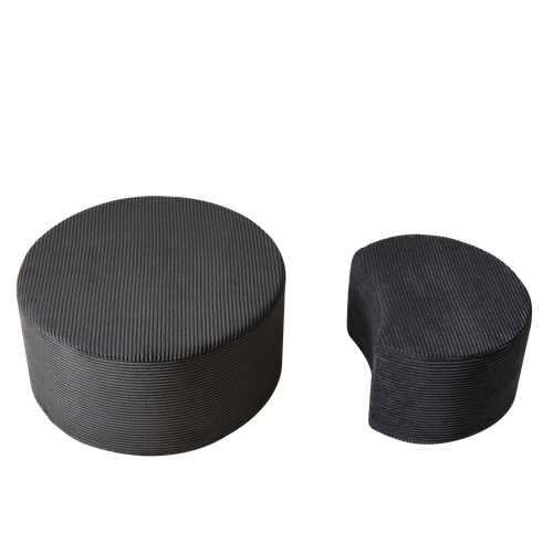 Table Basse Ottomane 2 Pièces, En Tissu Noir Sans Montage – Polyvalente Et Moderne