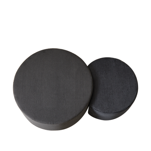 Table Basse Ottomane 2 Pièces, En Tissu Noir Sans Montage – Polyvalente Et Moderne