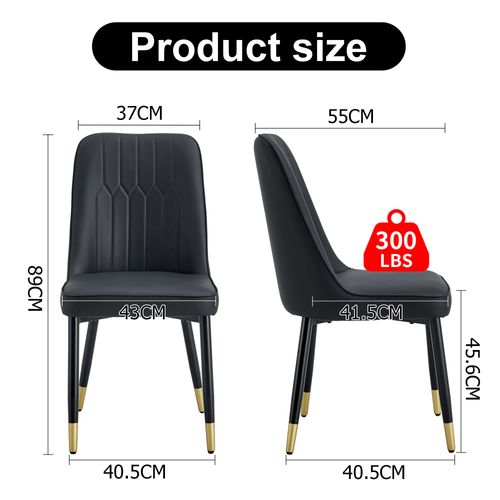 Lot De 2 Chaises De Salle à Manger Moderne Noire Pu, Pieds Métal