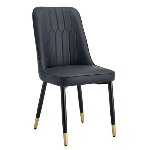 Lot De 2 Chaises De Salle à Manger Moderne Noire Pu, Pieds Métal