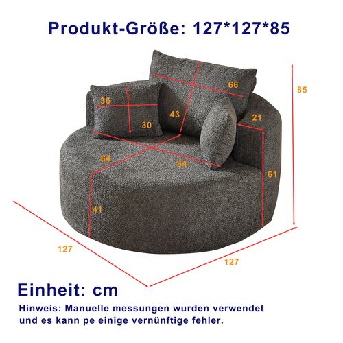 Fauteuil Relax En Chenille Gris, Modulable Et Sans Montage Pour Salon Et Chambre