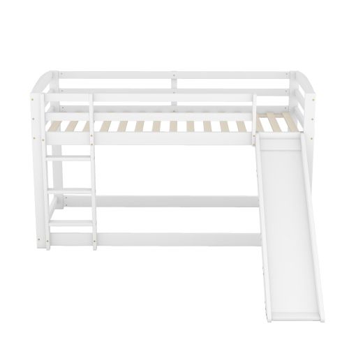 Lit Superposé 90x200 Cm Avec Toboggan, Barrière De Sécurité, Sans Sommier à Lattes, Blanc