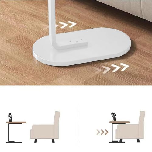 Table D’appoint C-shape En Bois Blanc 40×28×55,5 Cm Pour Canapé, Lit Ou Salon