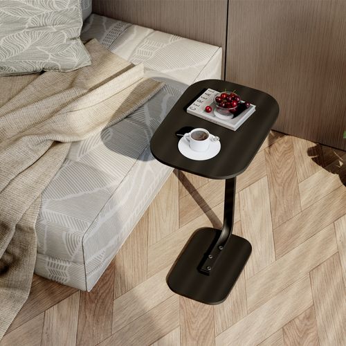 Table d'appoint rotative à 360° en forme de C | Table d'appoint réglable pour les petits espaces | Table basse polyvalente | Bureau de chevet pour ordinateur portable pour le salon