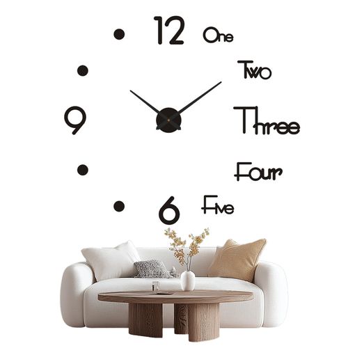 Horloge Murale Diy Avec Chiffres 3d Rétro-éclairant - Design Moderne En Acrylique - 130 Cm - Noir