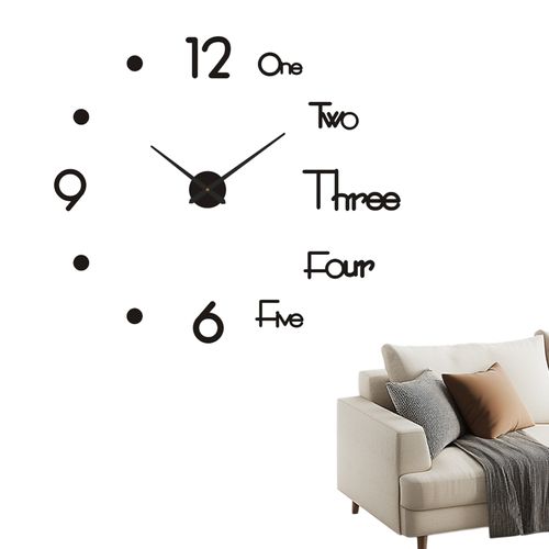 Horloge Murale Diy Avec Chiffres 3d Rétro-éclairant - Design Moderne En Acrylique - 130 Cm - Noir