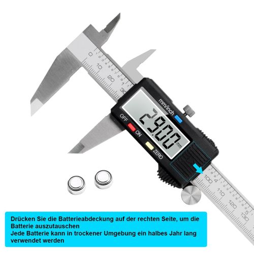 Double Décimètre Numérique Professionnel En Acier Inoxydable - Grand Écran Numérique - 0-150 Mm