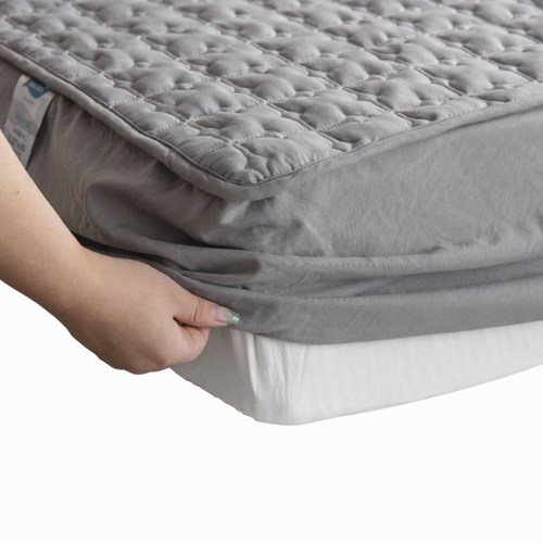 Housse De Matelas Grise 180x200 Cm, 100% Coton, Pour Matelas De 5 à 28cm De Hauteur