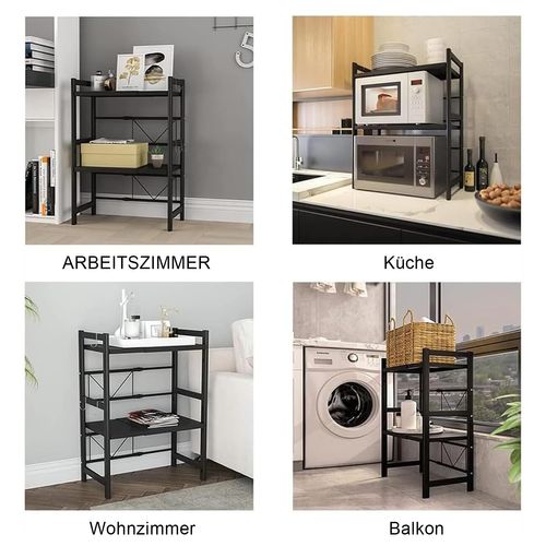 Étagère De Rangement De Cuisine Noire - Double Niveau Extensible - 6 Crochets