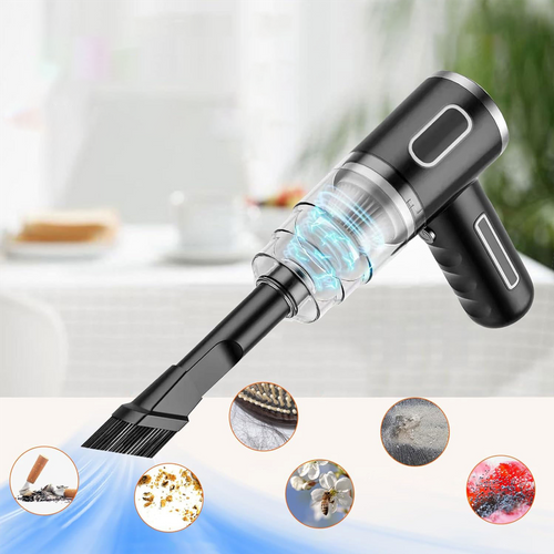 Aspirateur De Voiture Noir - Rechargeable - Double Filtre