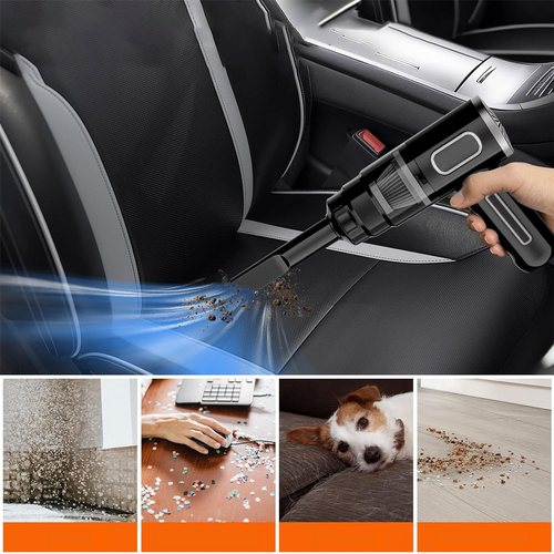 Aspirateur De Voiture Noir - Rechargeable - Double Filtre