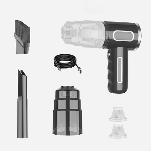 Aspirateur De Voiture Noir - Rechargeable - Double Filtre