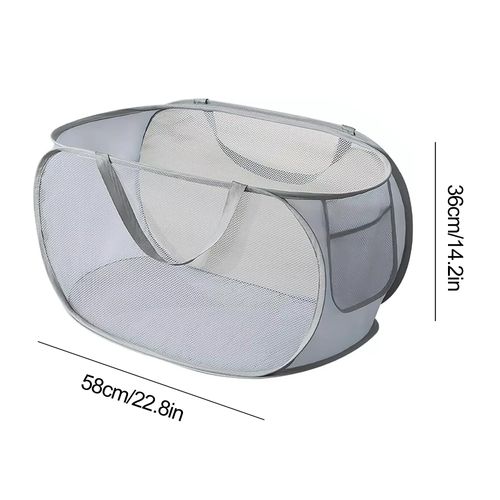 Panier à Linge Pliable Gris - Lot De 2 - Panier à Linge En Maille Alvéolée Respirante