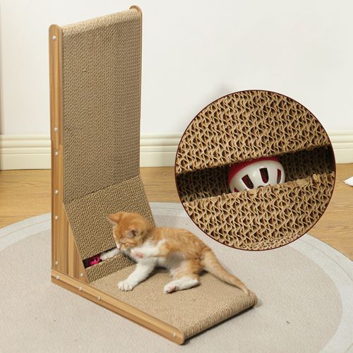 Griffoir Pour Chat En Carton Ondulé En Forme De L, Griffoir Vertical Résistant à L'usure