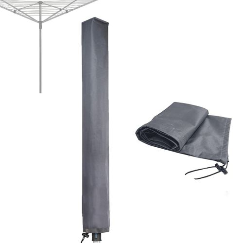 Housse De Portant D'extérieur En Tissu Oxford Gris, 16x16x180 Cm, Revêtement Pvc