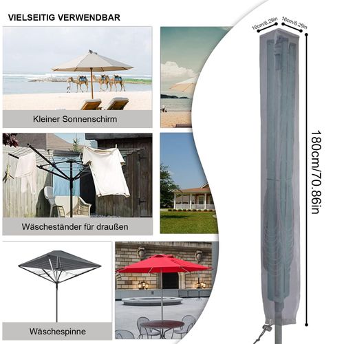 Housse De Portant D'extérieur En Tissu Oxford Gris, 16x16x180 Cm, Revêtement Pvc