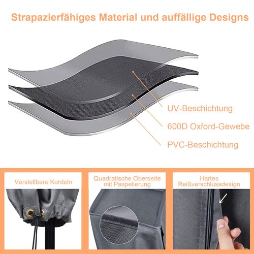 Housse De Portant D'extérieur En Tissu Oxford Gris, 16x16x180 Cm, Revêtement Pvc