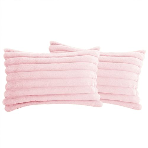 Taie D'oreiller En Velours Rose 30 X 50 Cm - Lot De 2 - Housse Simple Face