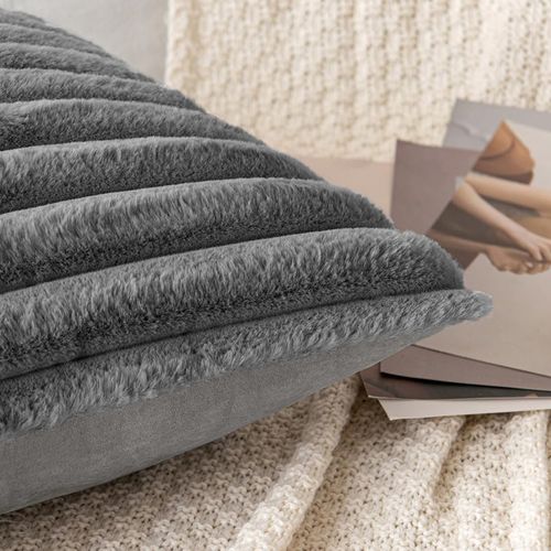 Taie D'oreiller En Velours Gris 50 X 50 Cm - Lot De 2 - Housse Simple Face