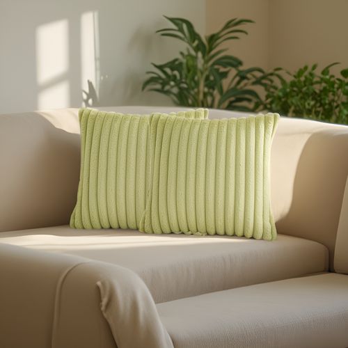 Taie D'oreiller En Velours Vert 45 X 45 Cm - Lot De 2 - Housse Simple Face