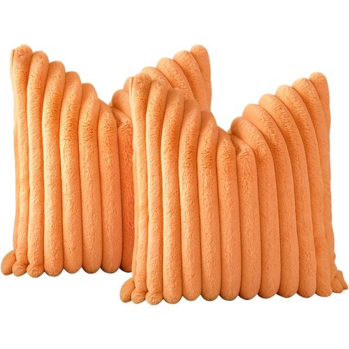 Taie D'oreiller En Velours Orange 45 X 45 Cm - Lot De 2 - Housse Simple Face