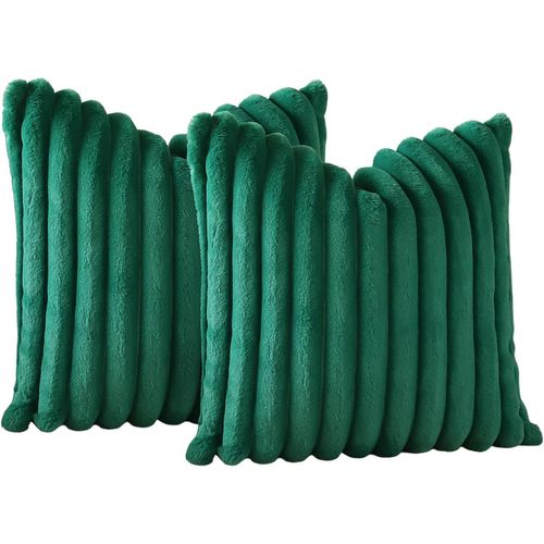Taie D'oreiller En Velours Vert Foncé 50 X 50 Cm - Lot De 2 - Housse Simple Face