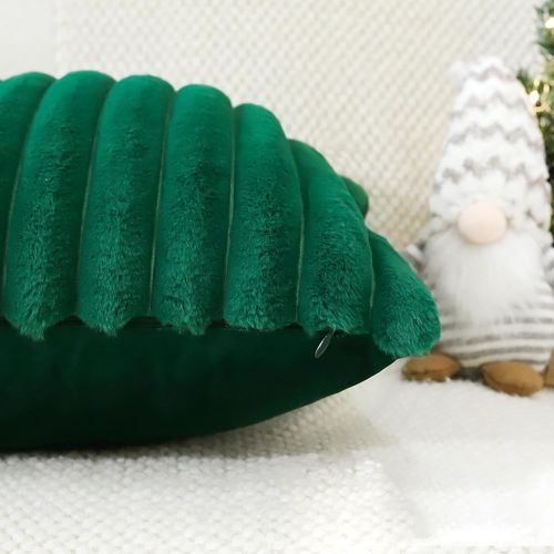 Taie D'oreiller En Velours Vert Foncé 45 X 45 Cm - Lot De 2 - Housse Simple Face