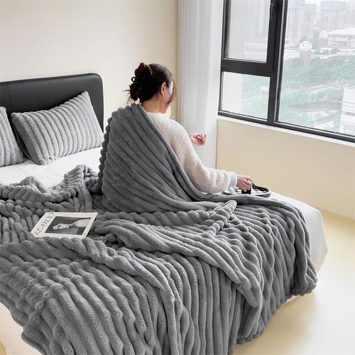 Couverture En Flanelle Gris Clair 200 X 230 Cm, Double Couverture