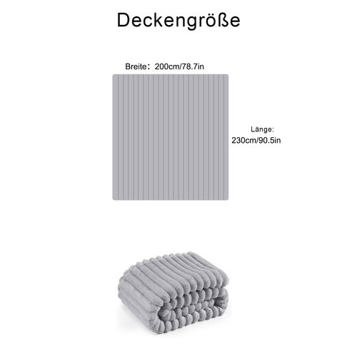 Couverture En Flanelle Gris Clair 200 X 230 Cm, Double Couverture