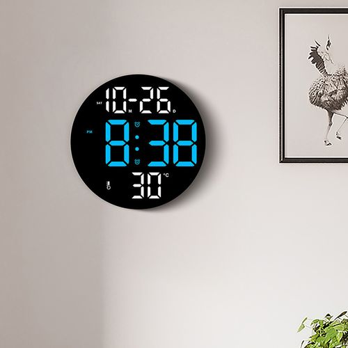 Horloge Murale Multifonctionnelle Simple, Horloge Électronique LED Pour Salon, Bleu, Sans Pile
