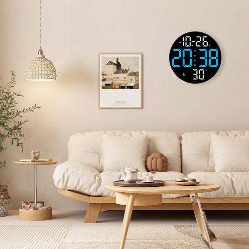 Horloge Murale Multifonctionnelle Simple, Horloge Électronique LED Pour Salon, Bleu, Sans Pile
