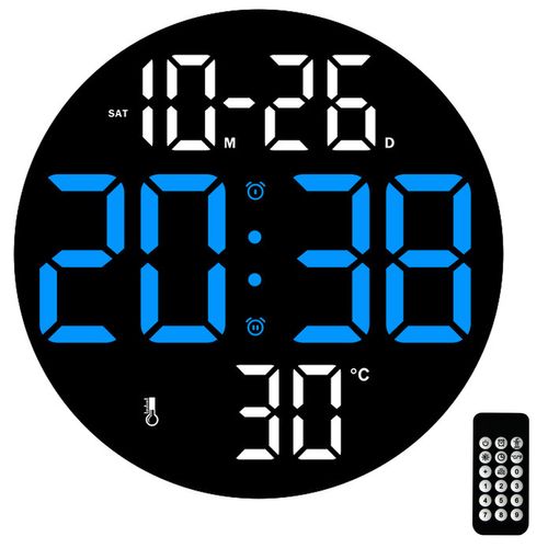 Horloge Murale Multifonctionnelle Simple, Horloge Électronique LED Pour Salon, Bleu, Sans Pile