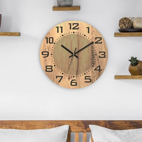 Horloge Murale Imitation Bois 34 Cm