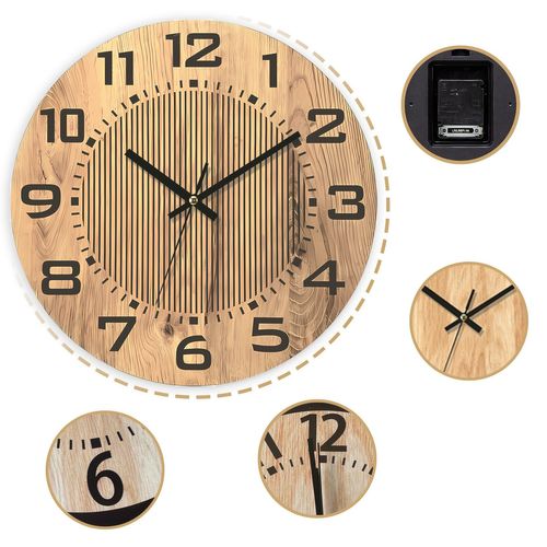 Horloge Murale Imitation Bois 34 Cm