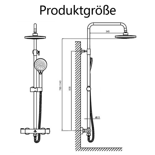 Ensemble De Douche à Effet Pluie Avec Pommeau De Douche Et Douchette, En Laiton Chromé