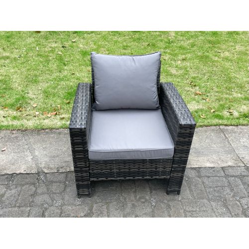 4 Places Gris Foncé Mixte Dossier Haut Meuble De Jardin Extérieur Avec Table à Manger