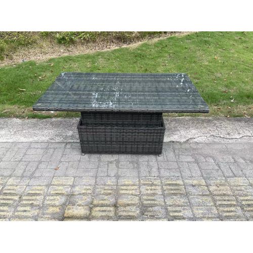 10 Places Salon De Jardin En Rotin Avec Table à Manger Réglable En Hauteur Canapé