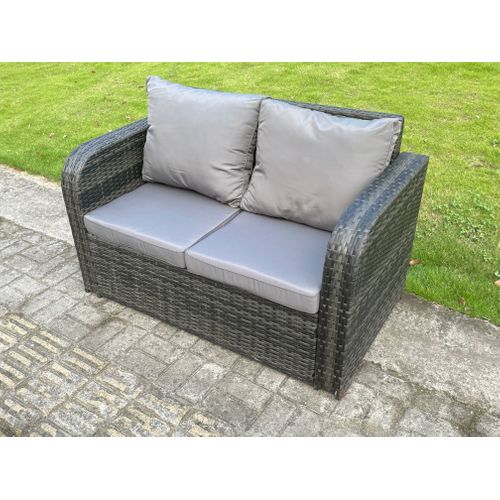 Salon De Jardin En Rotin Avec Table Chaises Inclinable Canapé D'amour Table D'appoint