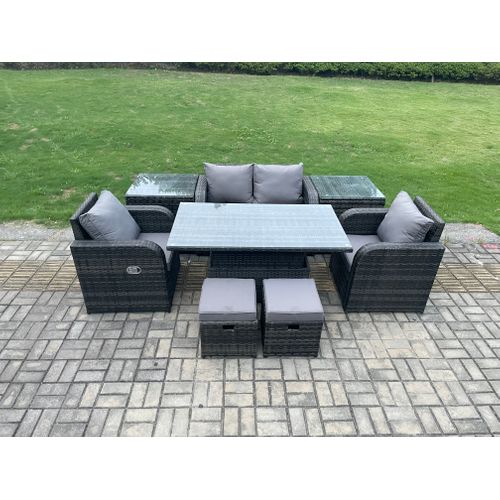 Salon De Jardin En Rotin Avec Table Chaises Inclinable Canapé
